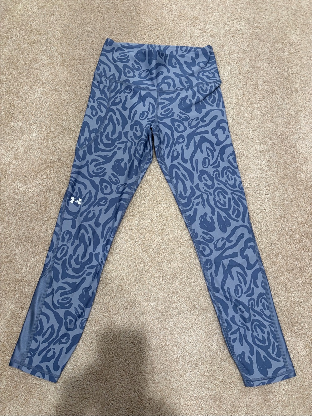 Under Armour Blue Leopard-Pattern Compression Leggings